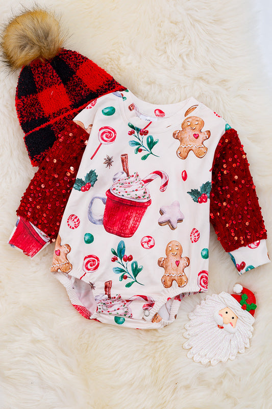 Sweet Christmas Sequin Romper
