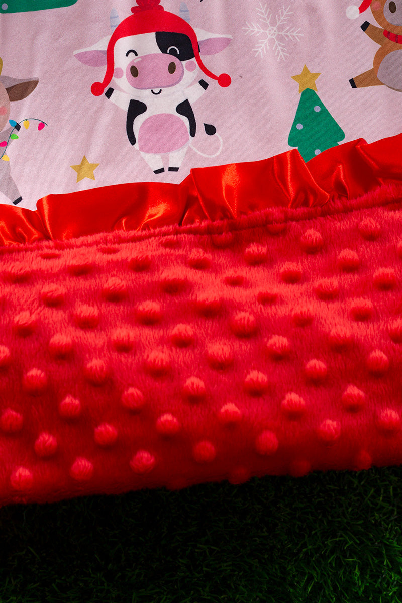 Christmas on the Farm Minky Blanket