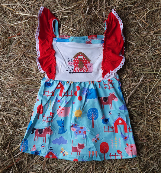 Barnyard Friends Ruffle Sleeve Dress