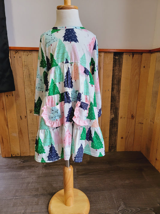 Christmas Tree Print Pocket Dress