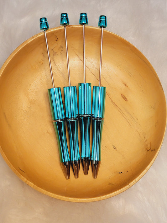 Turquoise Metallic Plastic Beadable Pen