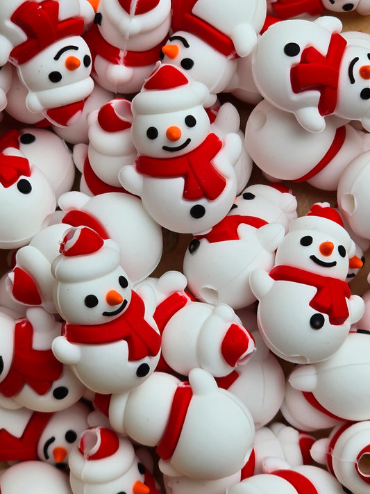 3D Snowman Christmas Silicone Focal Beads