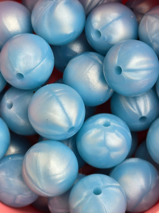 15mm Opal Baby Blue Silicone Bead