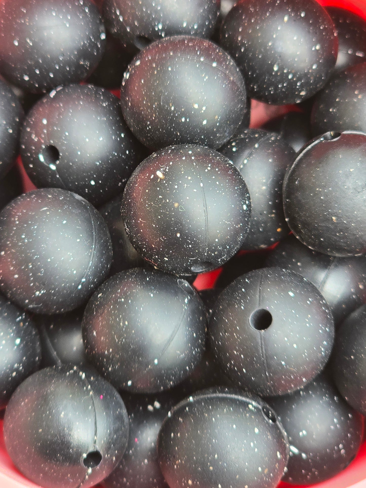 15mm Black Galaxy Silicone Bead