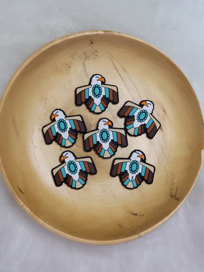 Eagle Thunderbird Turquoise Silicone Focal Bead