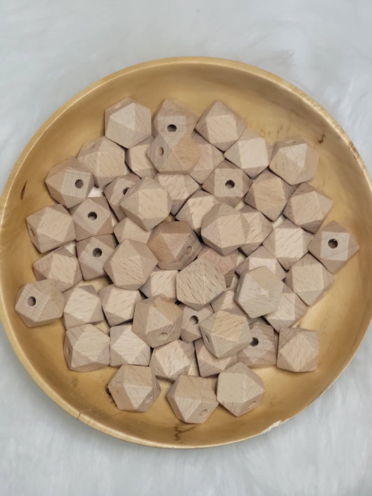 16mm Hexagon Beech Wood Beads